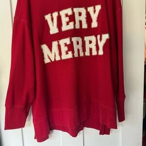 Maurices Red Crew Neck Sweater Festive Knit